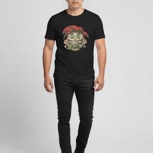 Mens Black Graphic T-Shirt Money Dollar Sign Cartoon Streetwear Tee Large
